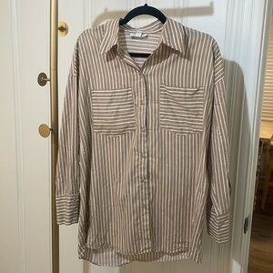 Topshop Beige Striped Shirt Size 4